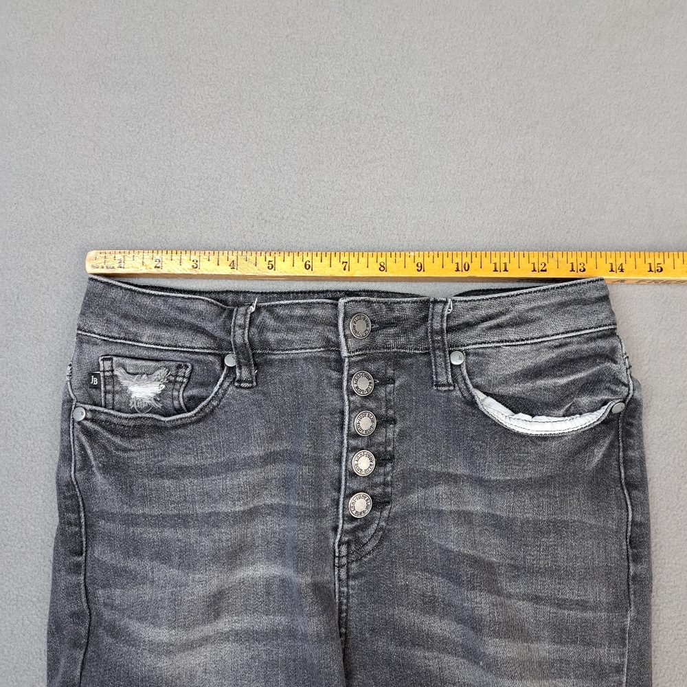 Judy Blue Jean Women Size 27 Distressed Skinny Fit Stretch Charcoal‎ Gray EUC - Picture 8 of 15